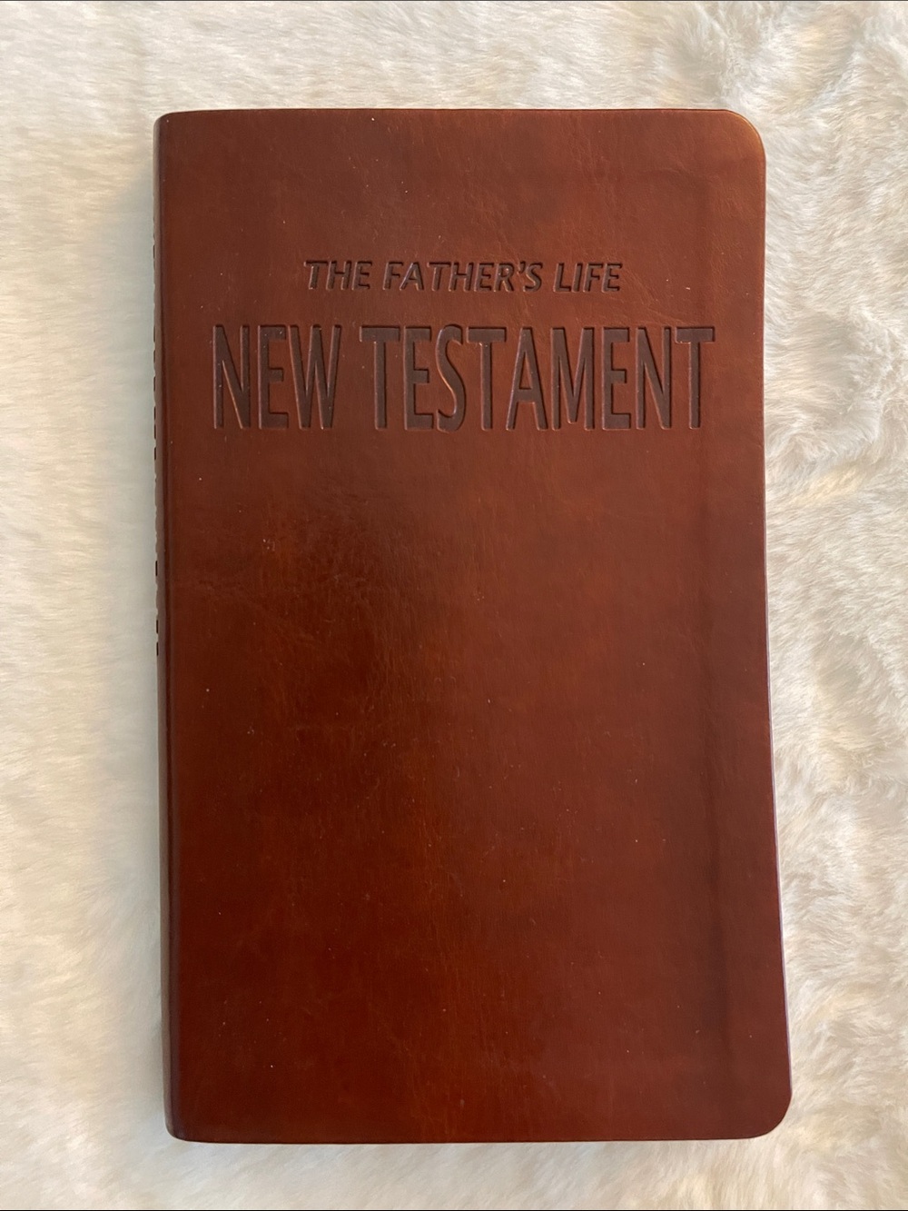 New Testament - Brown Leather Look Cover Sz 4 1/2” X 7 1/2”